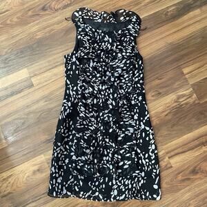 Adrianna Papell Black & White Ruffle Dress Sleeveless Side Zip Size 6